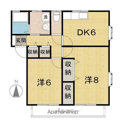 ラフィネ・ププル(2DK/2階)の間取り写真