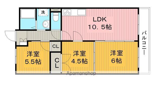 ハイツ三ツ池台(3LDK/3階)の間取り写真