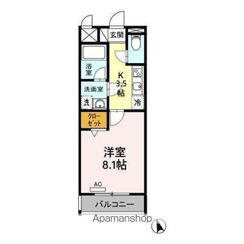 ジャンリュミエール(1K/2階)の間取り写真