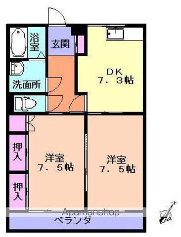 ライフステージ(2DK/1階)の間取り写真