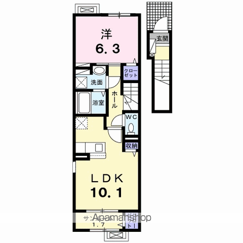 グランアベリア(1LDK/2階)の間取り写真