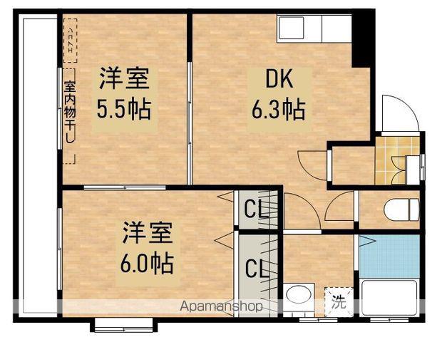 サンライズ白崎(2DK/3階)の間取り写真