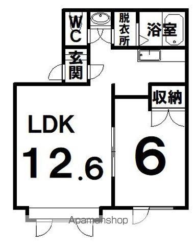 スターハイツ カシオ(1LDK/1階)の間取り写真