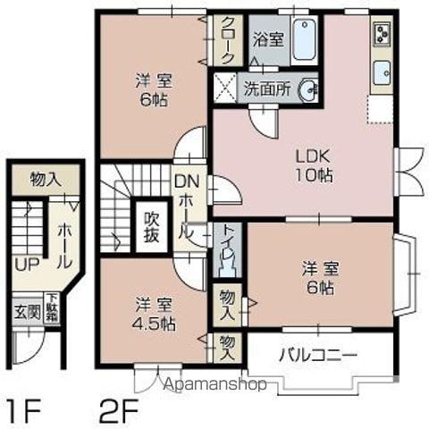 エイムカンフォート(3LDK/2階)の間取り写真