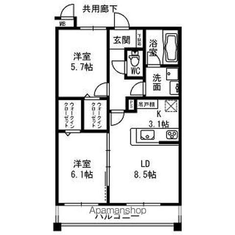 レジデンス二の宮(2LDK/3階)の間取り写真
