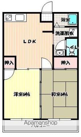 サンハイツ重富(2LDK/2階)の間取り写真