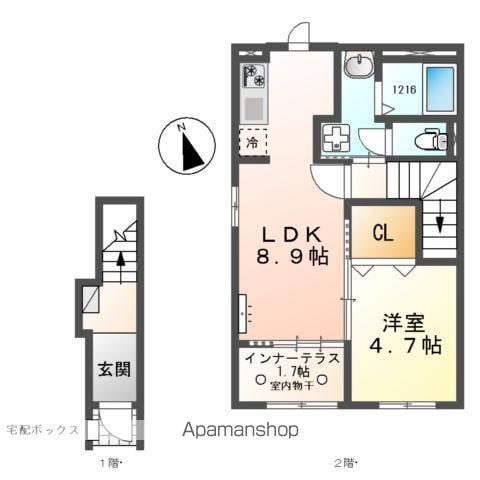 フルール(1LDK/2階)の間取り写真