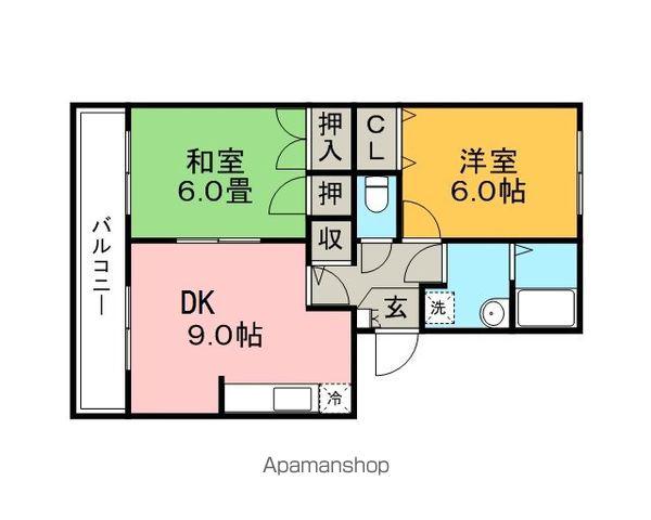 ハイカムール山本(2LDK/1階)の間取り写真