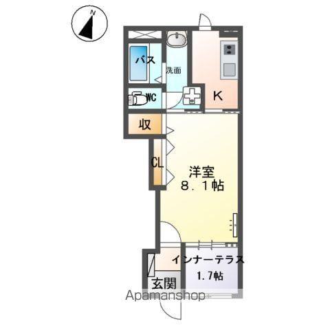 つくば市高見原 (1K/1階)の間取り写真