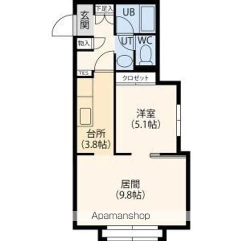 藤井ビル北11条Ⅱ(1LDK/1階)の間取り写真