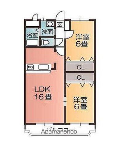 プチシャンスⅡ(2LDK/1階)の間取り写真