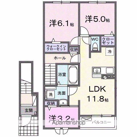 アルバ A(3LDK/2階)の間取り写真