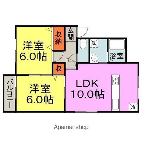 グリーンリーフ拾番館(2LDK/2階)の間取り写真