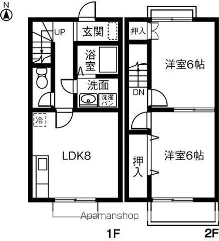 DUPLEX 替地B(2DK)の間取り写真