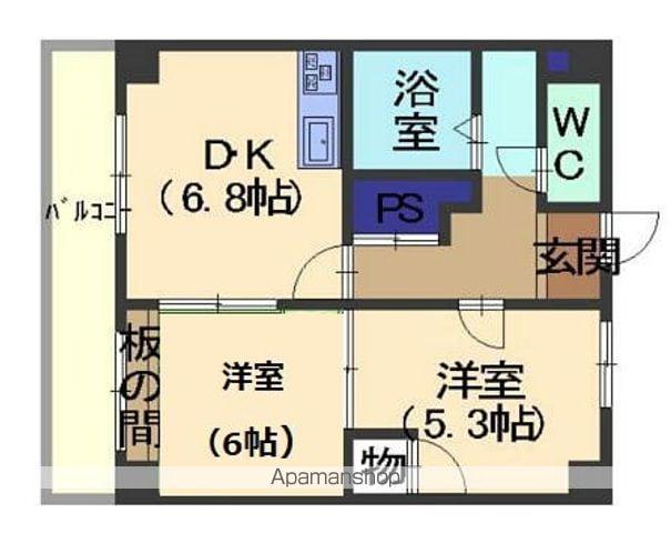 ユウアイハイツ(2DK/4階)の間取り写真