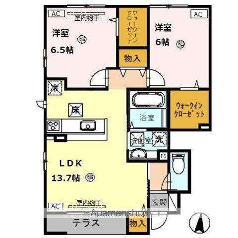F. ティアナ(2LDK/1階)の間取り写真