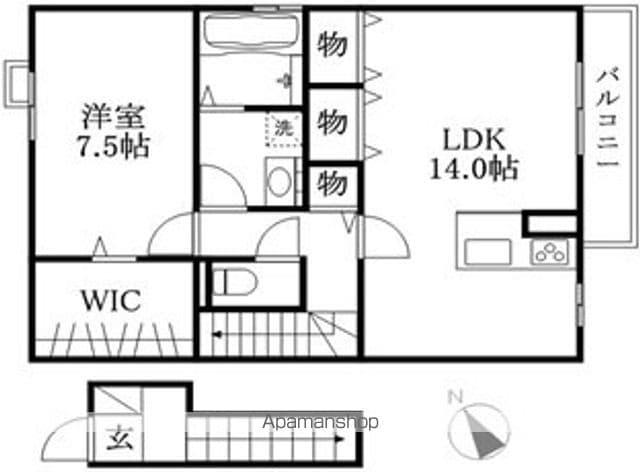 ヌーヴェルシャトーⅢ(1LDK/2階)の間取り写真