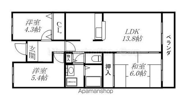 ムーラン・マルシェ25(3LDK/2階)の間取り写真
