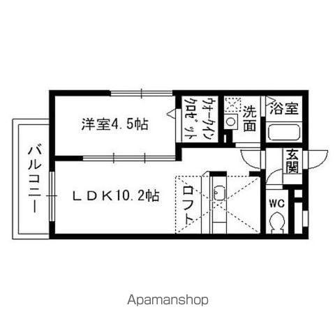 ハーティア泉中央(1LDK/2階)の間取り写真