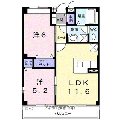 ラップトップ(2LDK/2階)の間取り写真
