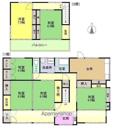 常磐線 勿来駅 バス乗車時間:12分 窪田酒井原バス停で下車 徒歩7分 2階建 築49年(6DK)の間取り写真