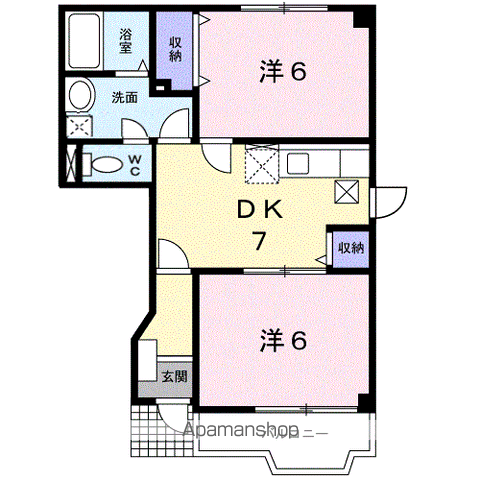 コージーハウス石井B(2DK/1階)の間取り写真