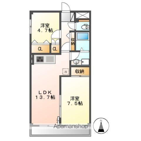 ウィンディヒルズ(2LDK/2階)の間取り写真
