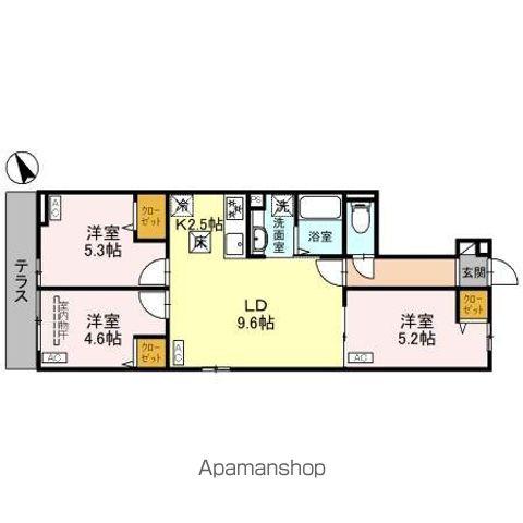 セレスティア松が丘(3LDK/1階)の間取り写真