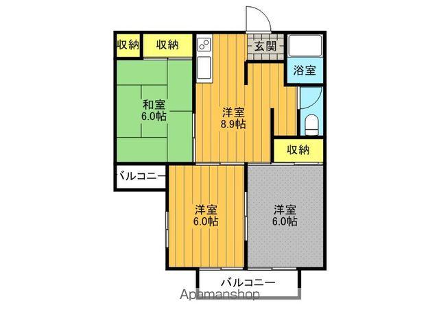 イトーキハイツB棟(3DK/2階)の間取り写真