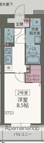 プランドールM(1K/6階)の間取り写真