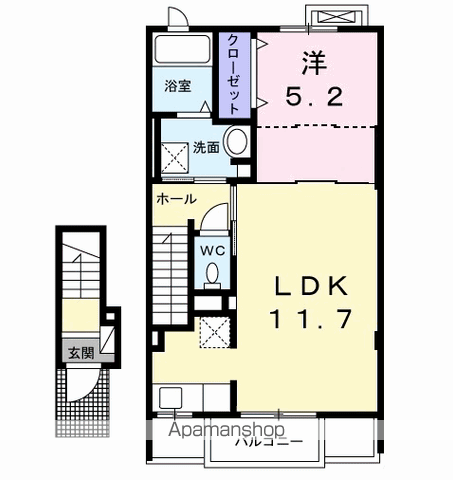エターナル(1LDK/2階)の間取り写真