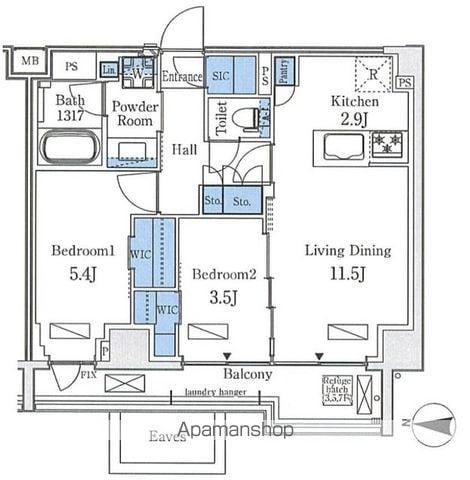 アクアレジデンス錦糸町(2LDK/7階)の間取り写真