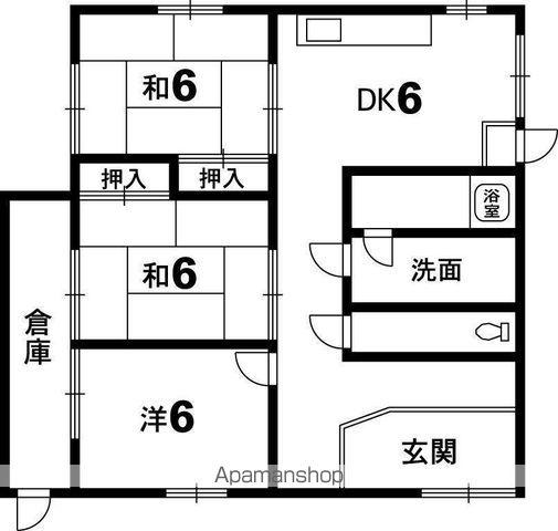牟岐線 阿南駅 徒歩9分 1階建 築53年(3DK)の間取り写真