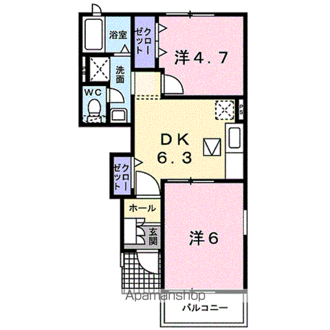 メゾン・カミサワB(2DK/1階)の間取り写真