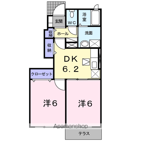 NMON C(2DK/1階)の間取り写真