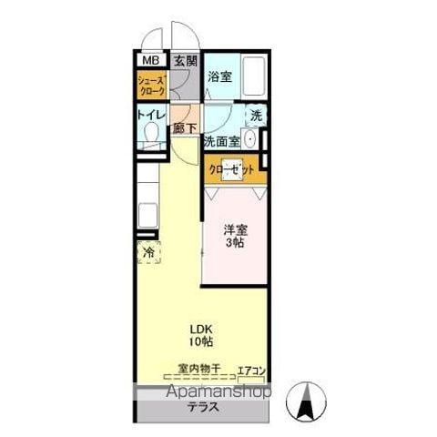 ウィステリア(1LDK/1階)の間取り写真