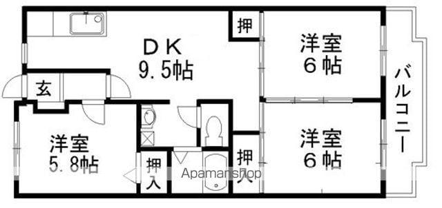 リヴェールJUNⅡ(3DK/1階)の間取り写真