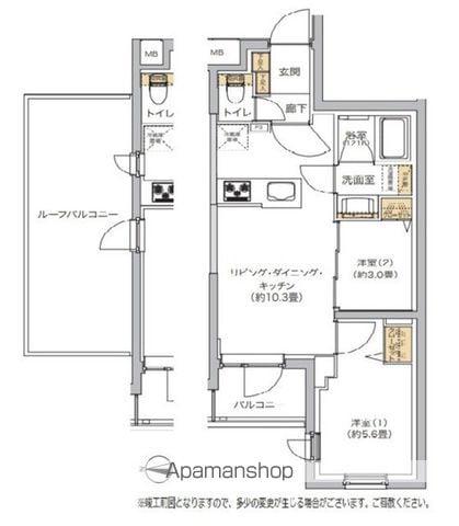 リビオメゾン湯島(2LDK/5階)の間取り写真