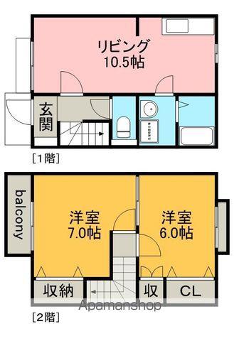 DUPLEX IZUMIⅡB(2LDK)の間取り写真