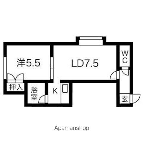 ウッドストック北郷(1LDK/3階)の間取り写真