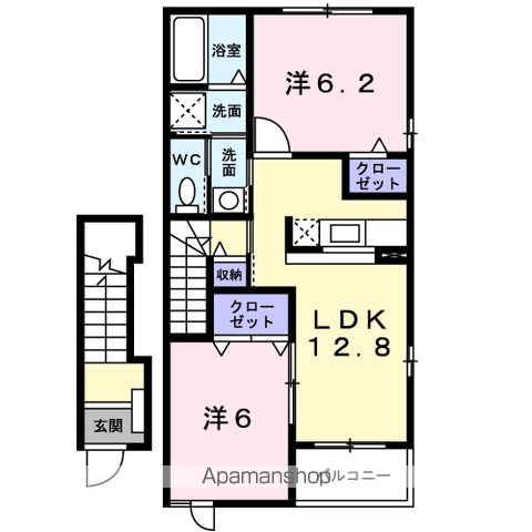 レジダンス・ノーブル Ⅲ(2LDK/2階)の間取り写真
