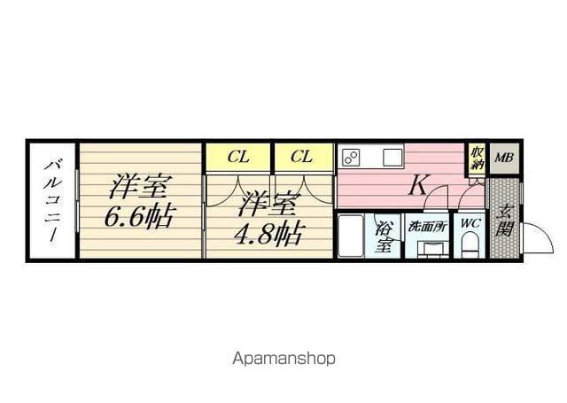 KYハウスⅢ(2K/1階)の間取り写真