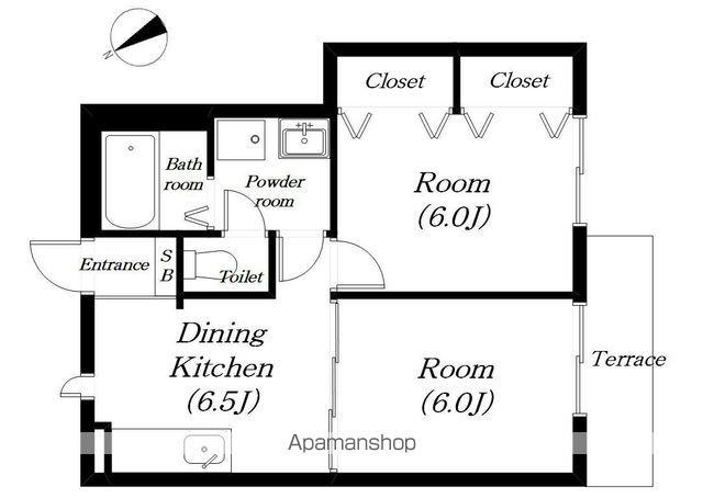 セレーナ唐崎Ⅱ(2DK/1階)の間取り写真