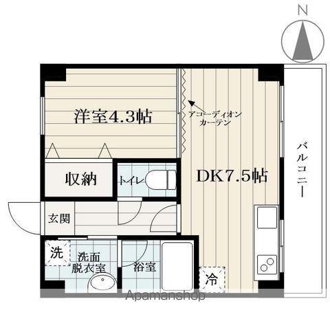 ベルシティ(1DK/3階)の間取り写真