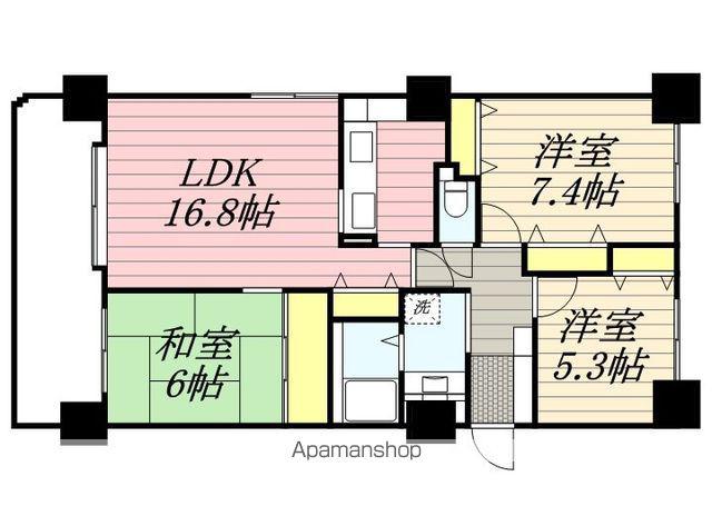 オリエンタルコート大友(3LDK/5階)の間取り写真