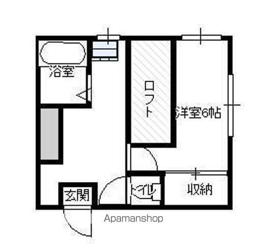 岩手県盛岡市 2階建 築36年(1K/1階)の間取り写真