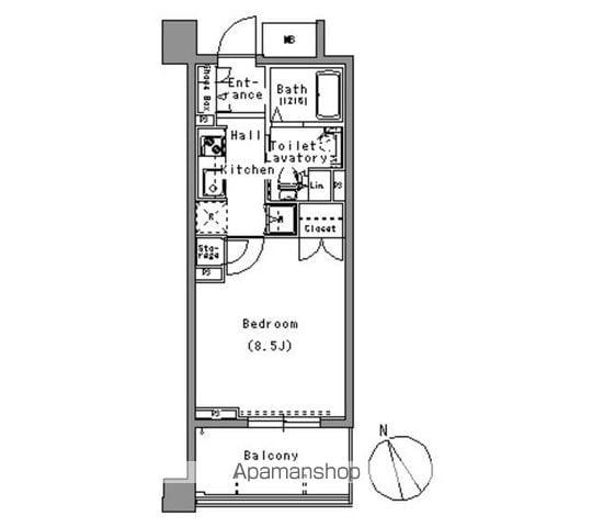 パークアクシス白壁(1K/2階)の間取り写真