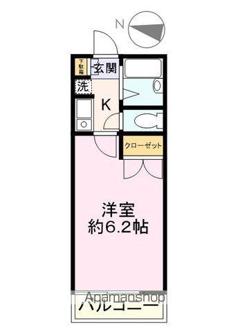 ブルーメアライ72(1K/2階)の間取り写真