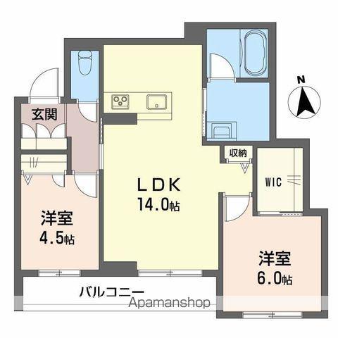 アンビシア本町(2LDK/1階)の間取り写真