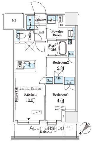パークアクシス横浜伊勢佐木町通(2LDK/5階)の間取り写真